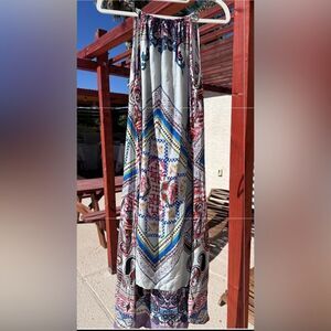 Christy&Co 100% rayon tribal motif chain link straps high-low hem sz S-M